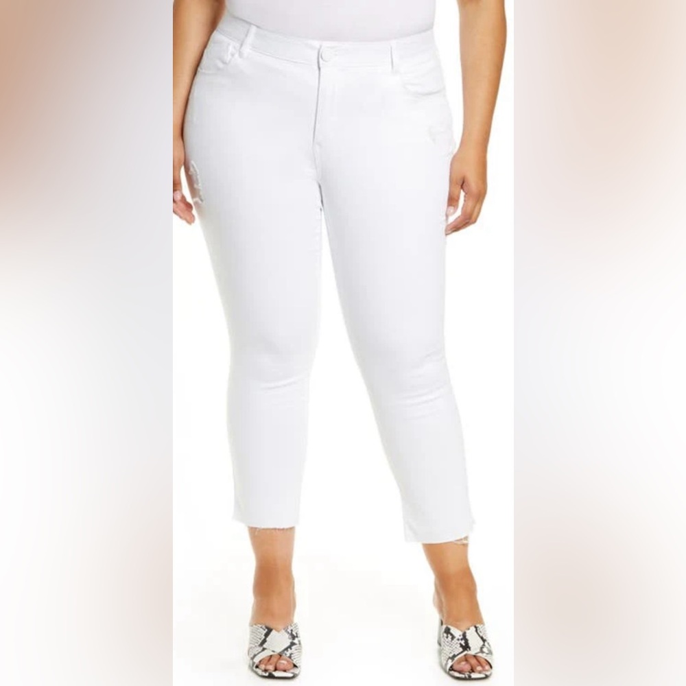 Wit & Wisdom 'Ab'Solution CoolMax High Waist Raw Hem Skinny Jeans White Size 18W - Picture 1 of 10
